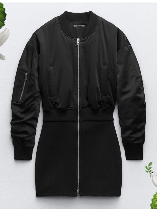 Zara Dresses & Skirts - ZARA Black Bomber Jacket Dress